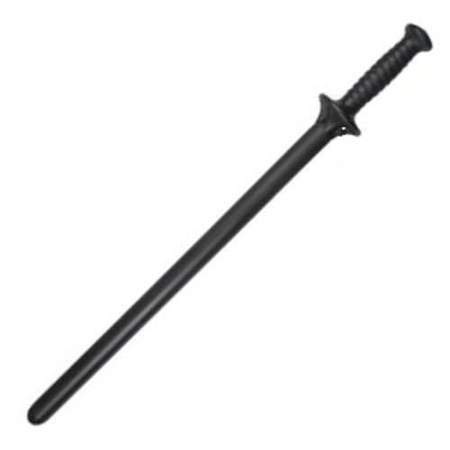 Porra rígida negra 63 cm, polipropileno, con protector de mano y abertura bajo el protector