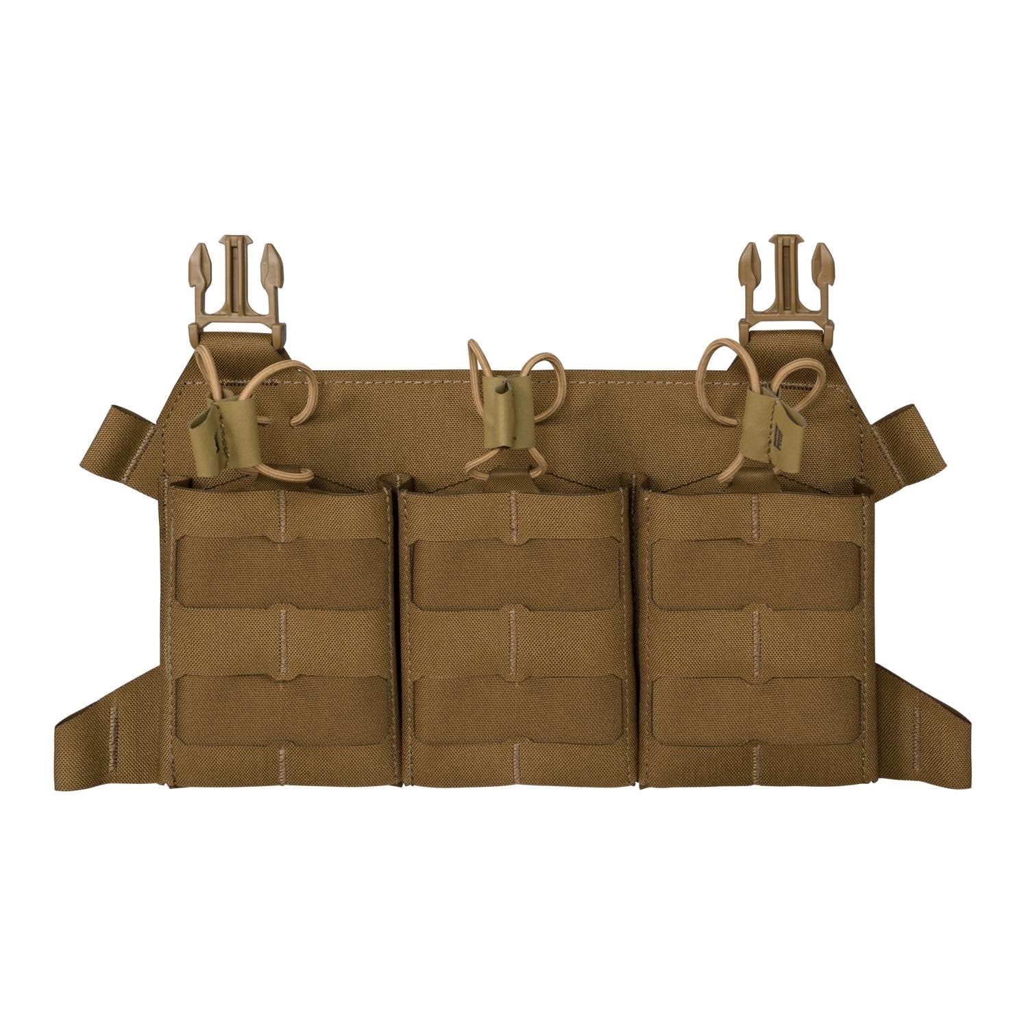 Plataforma frontal BEARCAT con tres bolsas para cargadores SR .308 en color coyote