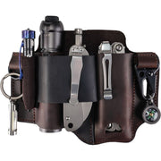 Funda de cuero marrón PJ36 para cinturón, compatible con linterna, navaja o alicates (herramientas no incluidas)