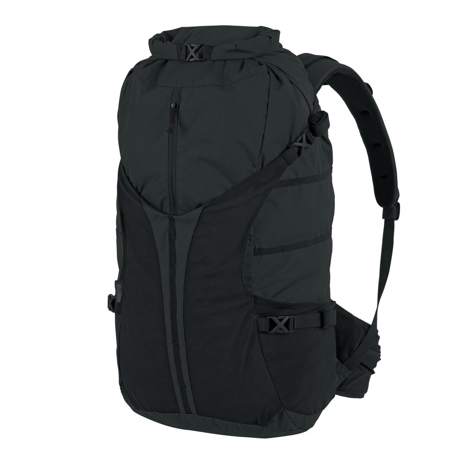 Mochila SUMMIT azul, ligera y resistente con cierre roll-top y acceso frontal con cremallera