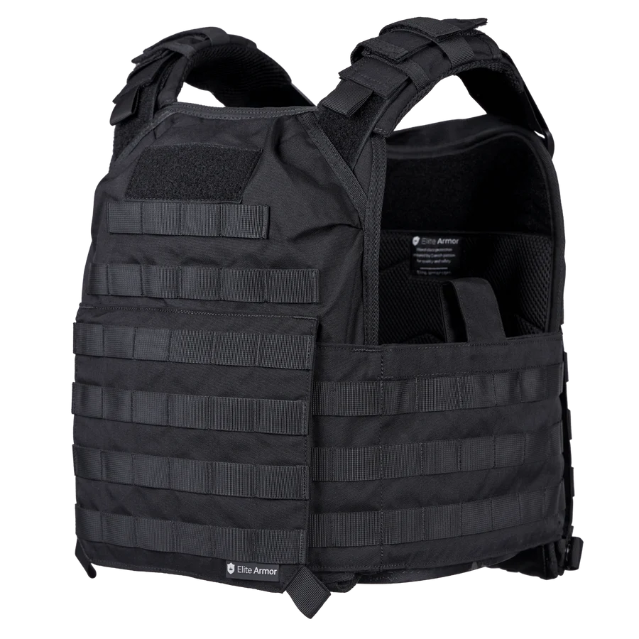 Chaleco Portaplacas Táctico Negro Elite Armor Ajustable