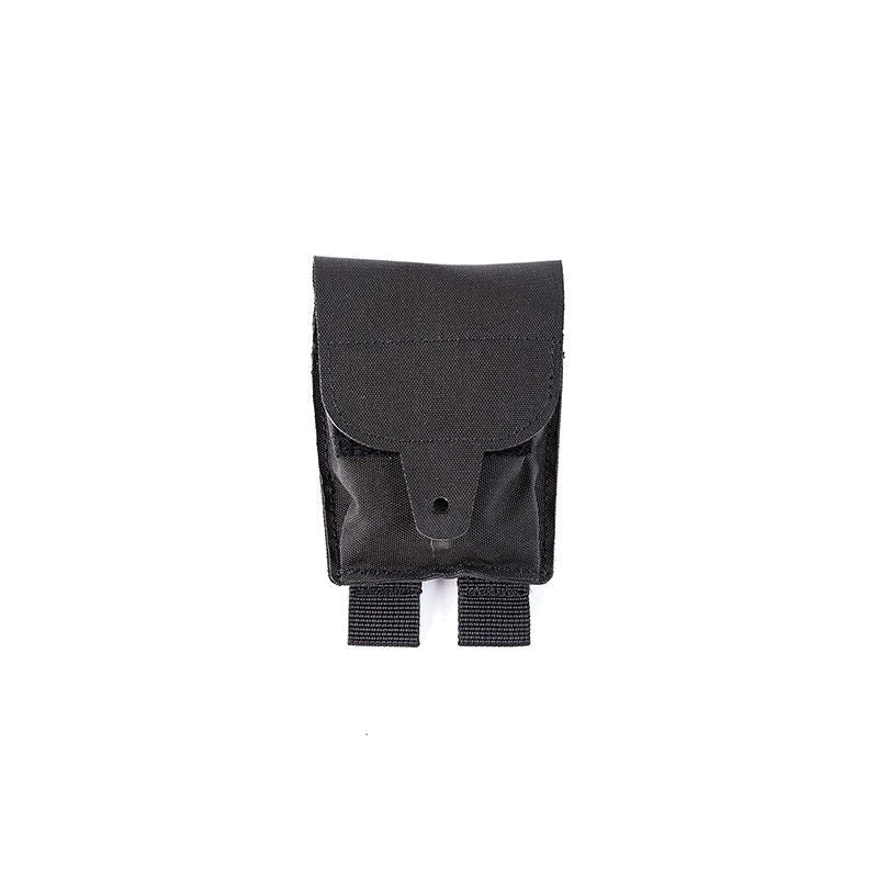 Funda para esposas LS negra con solapa y cierre de velcro y anclaje MOLLE en la parte trasera