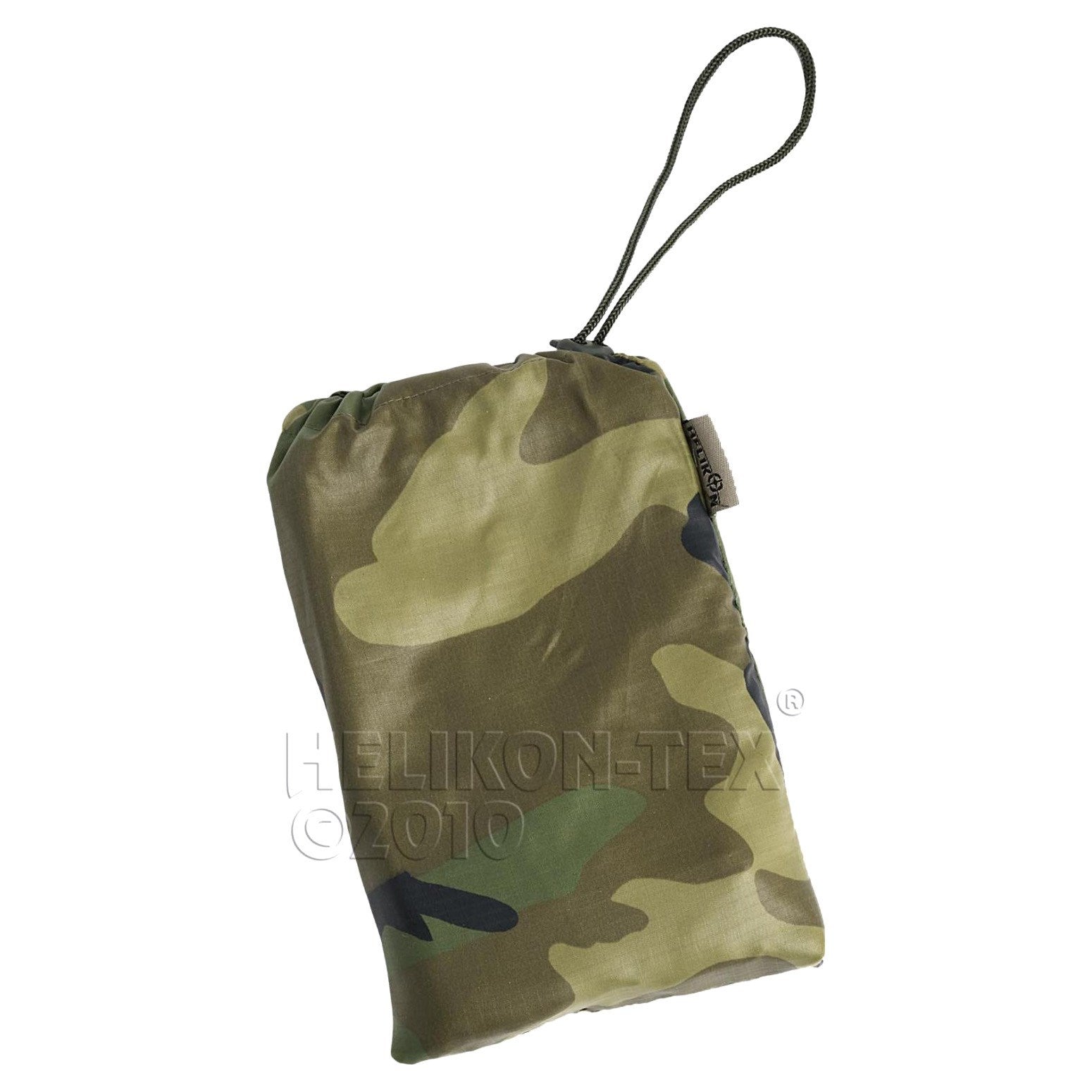 Poncho Helikon negro en tejido rip-stop con capucha y ojales metálicos
