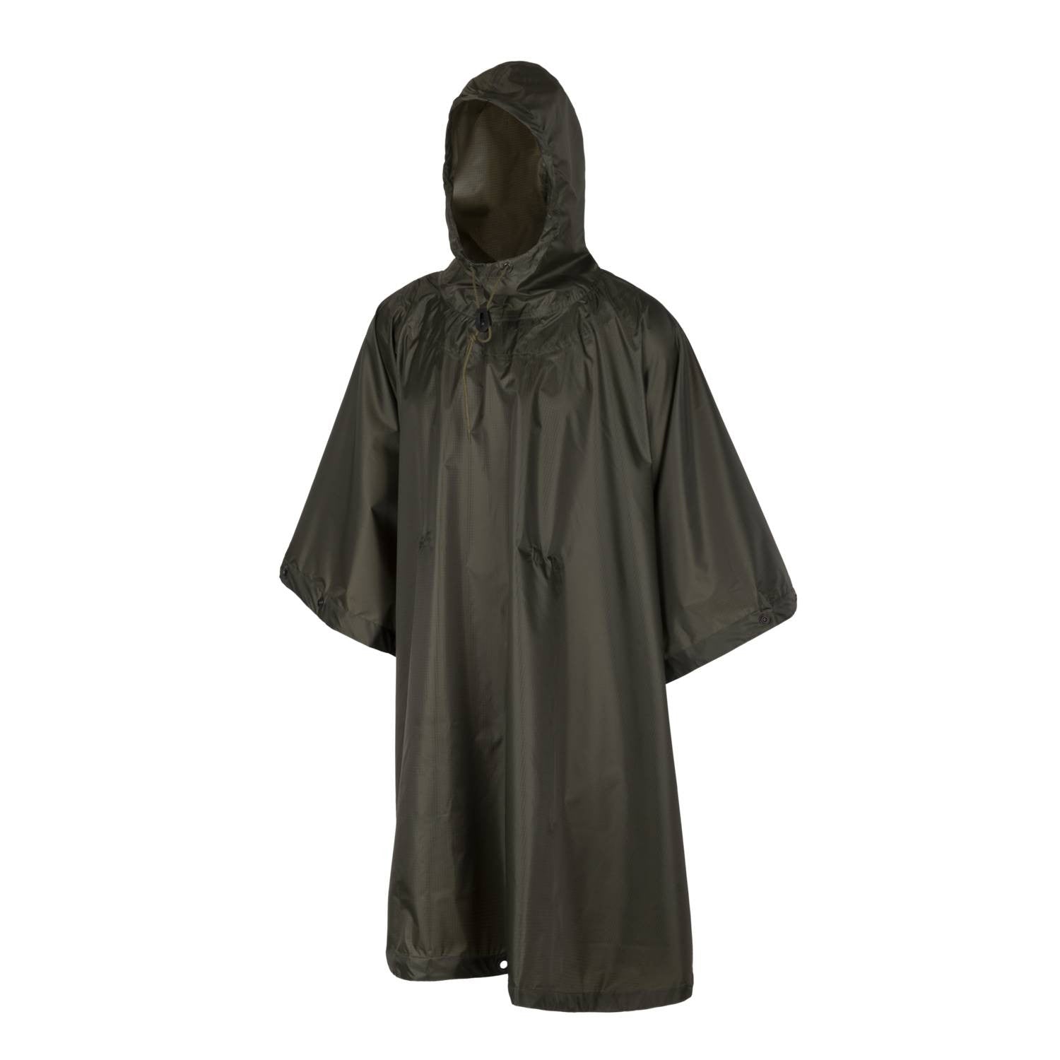 Poncho Helikon negro en tejido rip-stop con capucha y ojales metálicos
