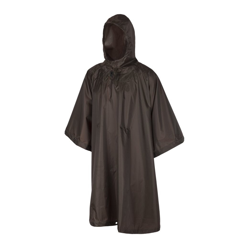 Poncho Helikon negro en tejido rip-stop con capucha y ojales metálicos