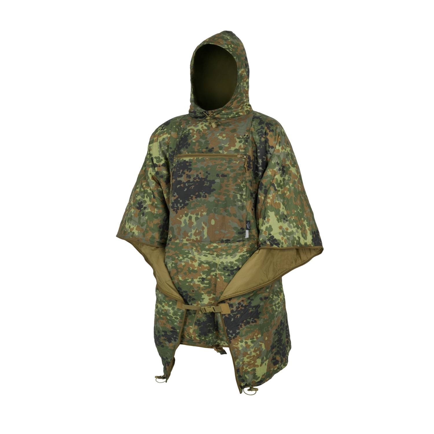 Poncho SWAGMAN ROLL Climashield Crimson Sky desplegado, impermeable de nylon, aprox. 145 x 200 cm