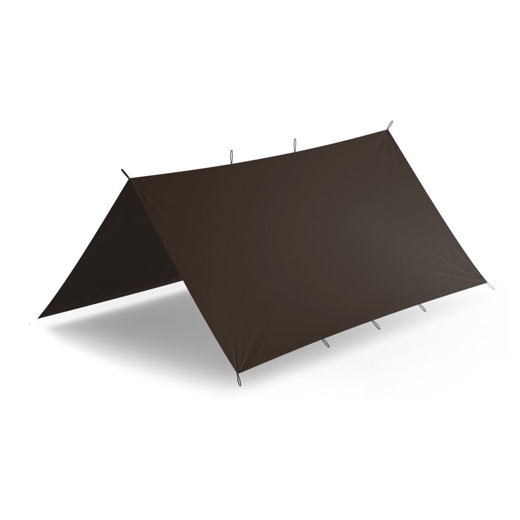 Lona de bivouac SUPERTARP® negra extendida, nylon impermeable, tamaño aproximado 3x3 m