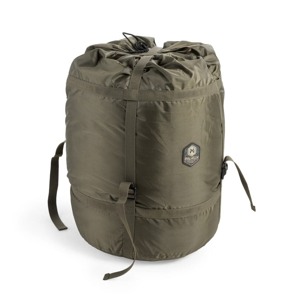 Saco de dormir PREMIUM 4 verde vista frontal con forro polar y relleno de fibras huecas