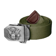 Cinturón US ARMY verde oliva de algodón con hebilla metálica estampada 'UNITED STATES ARMY'