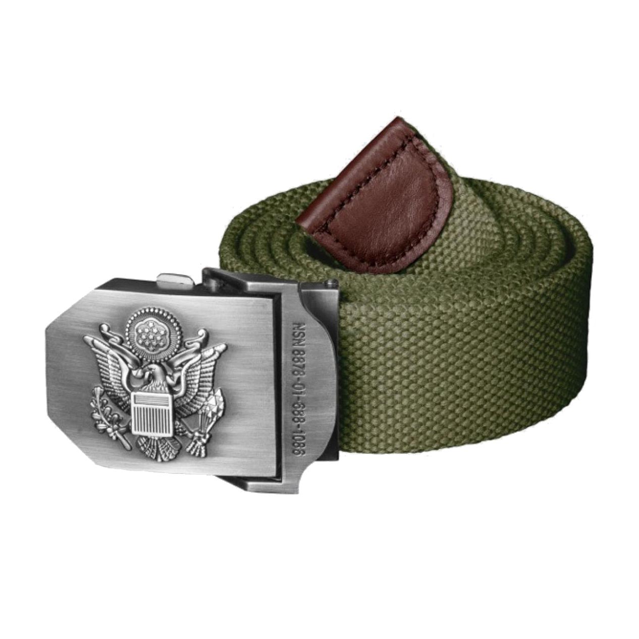 Cinturón US ARMY verde oliva de algodón con hebilla metálica estampada 'UNITED STATES ARMY'