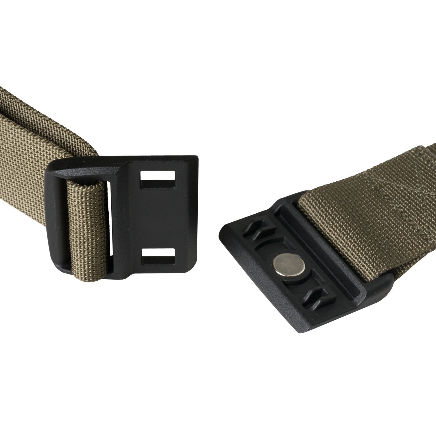 Cinturón EDC magnético Olive Green/Negro de nylon con hebilla magnética de bajo perfil