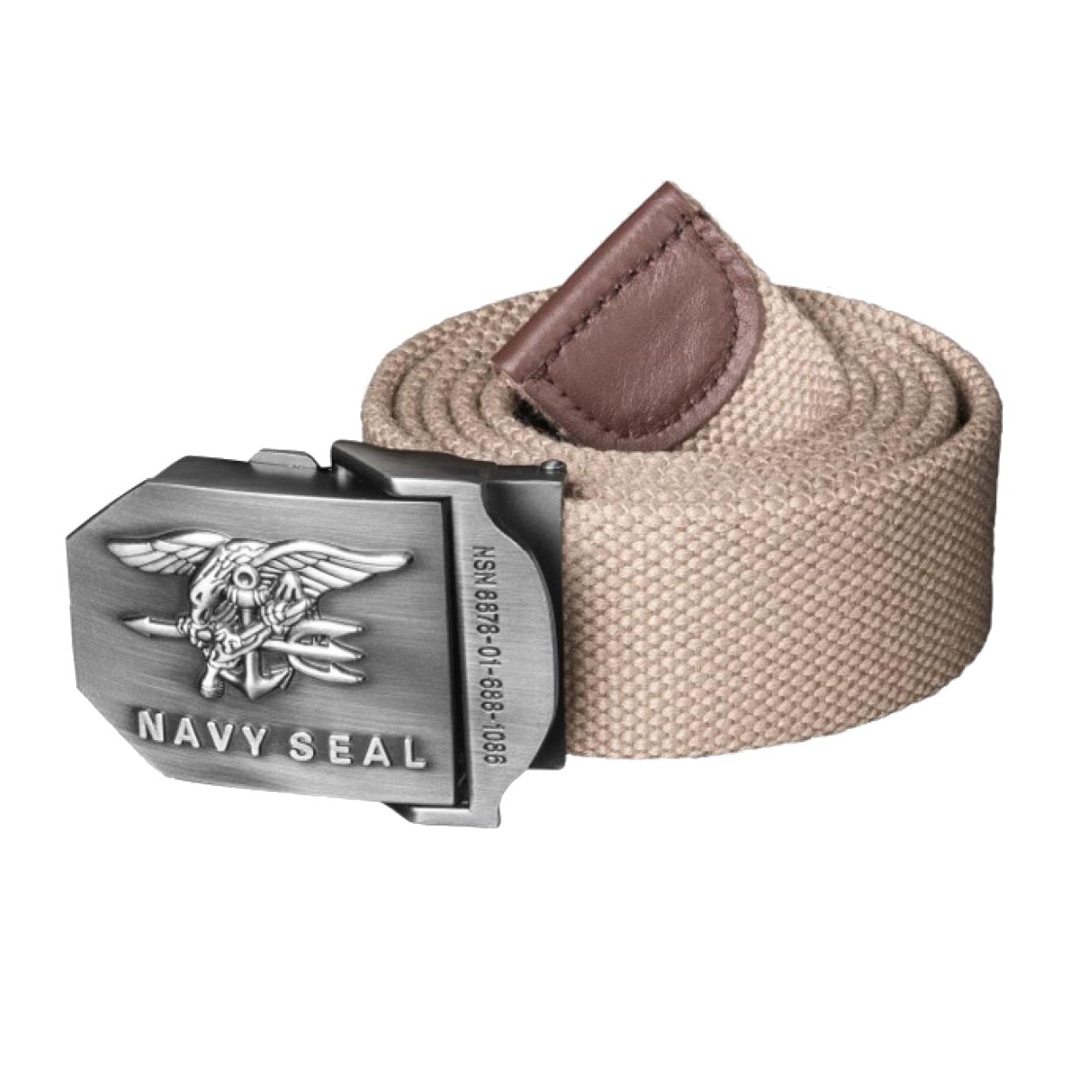 Cinturón para pantalón US con hebilla NAVY SEAL verde, cinturón de algodón con hebilla metálica y emblema NSN