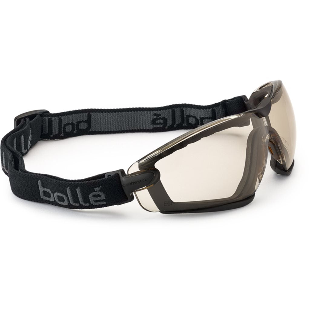 Gafas de protección COBRA BSSI con lentes cobrizas, correa de neopreno y bolsa de microfibra