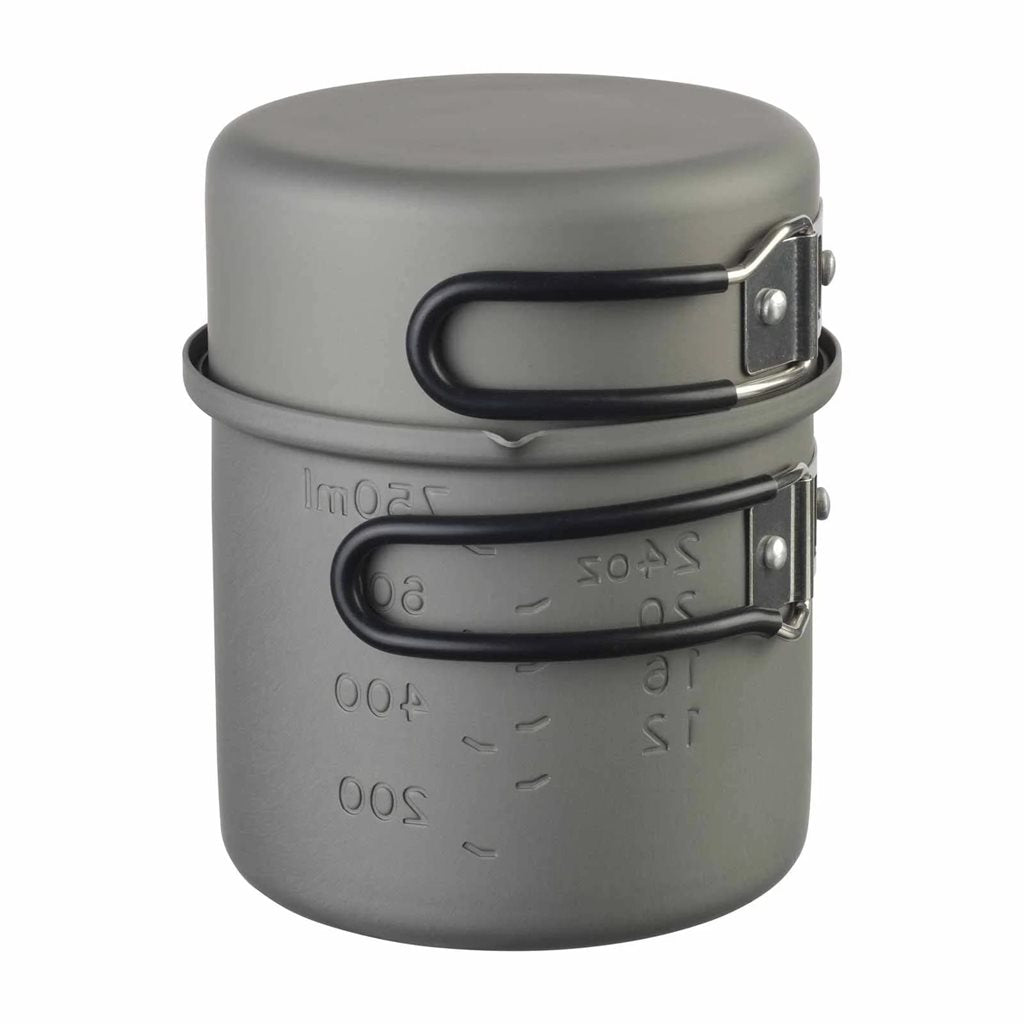 Olla doble aluminio anodizado duro 1 L y 475 ml con asas plegables