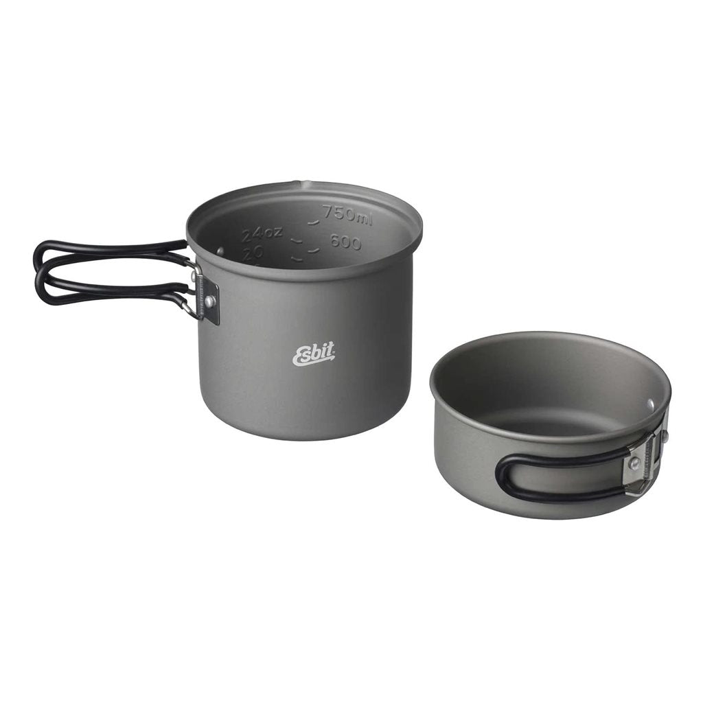 Olla doble aluminio anodizado duro 1 L y 475 ml con asas plegables
