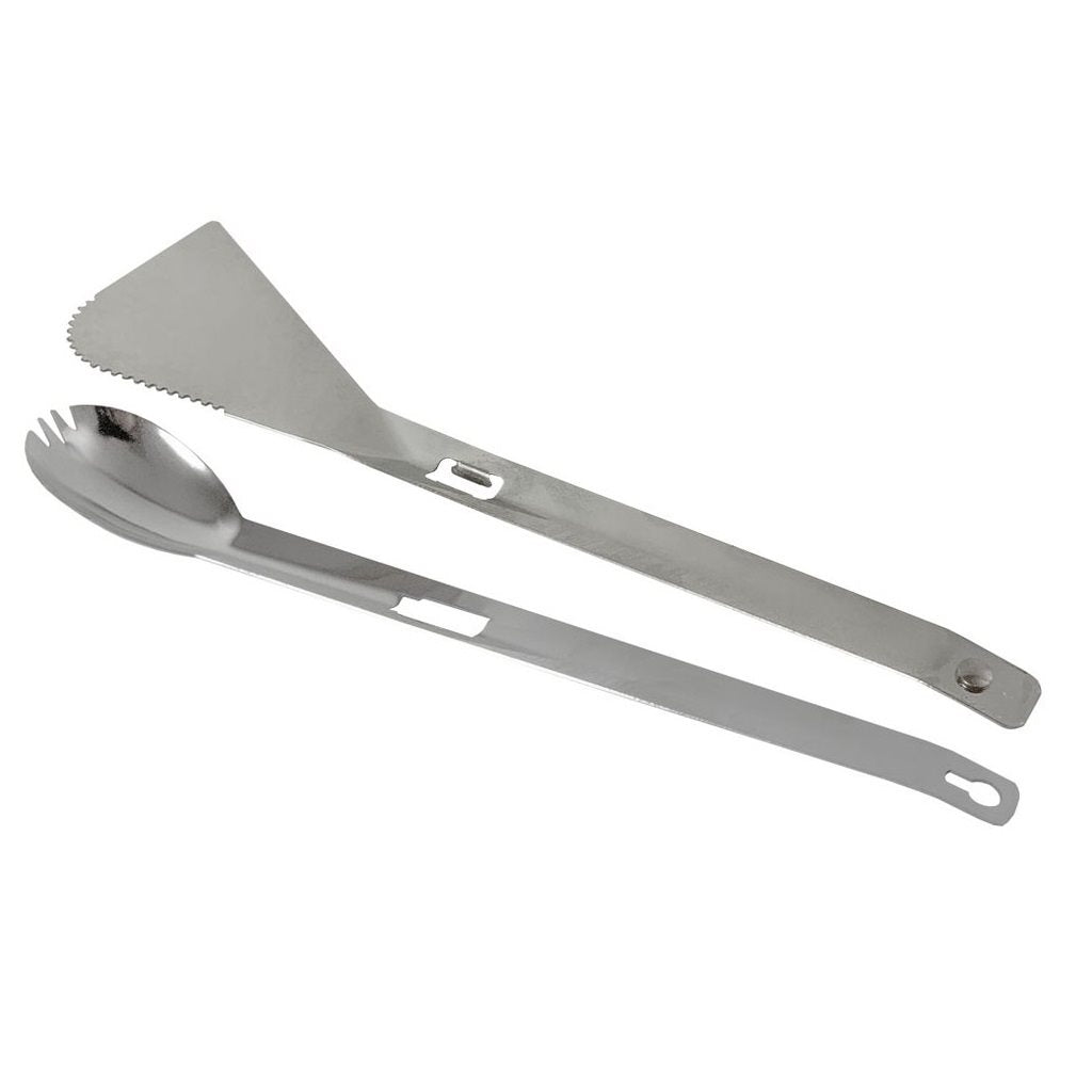 Pinzas para barbacoa de acero desmontables: cuchara y espátula, 25,5 cm