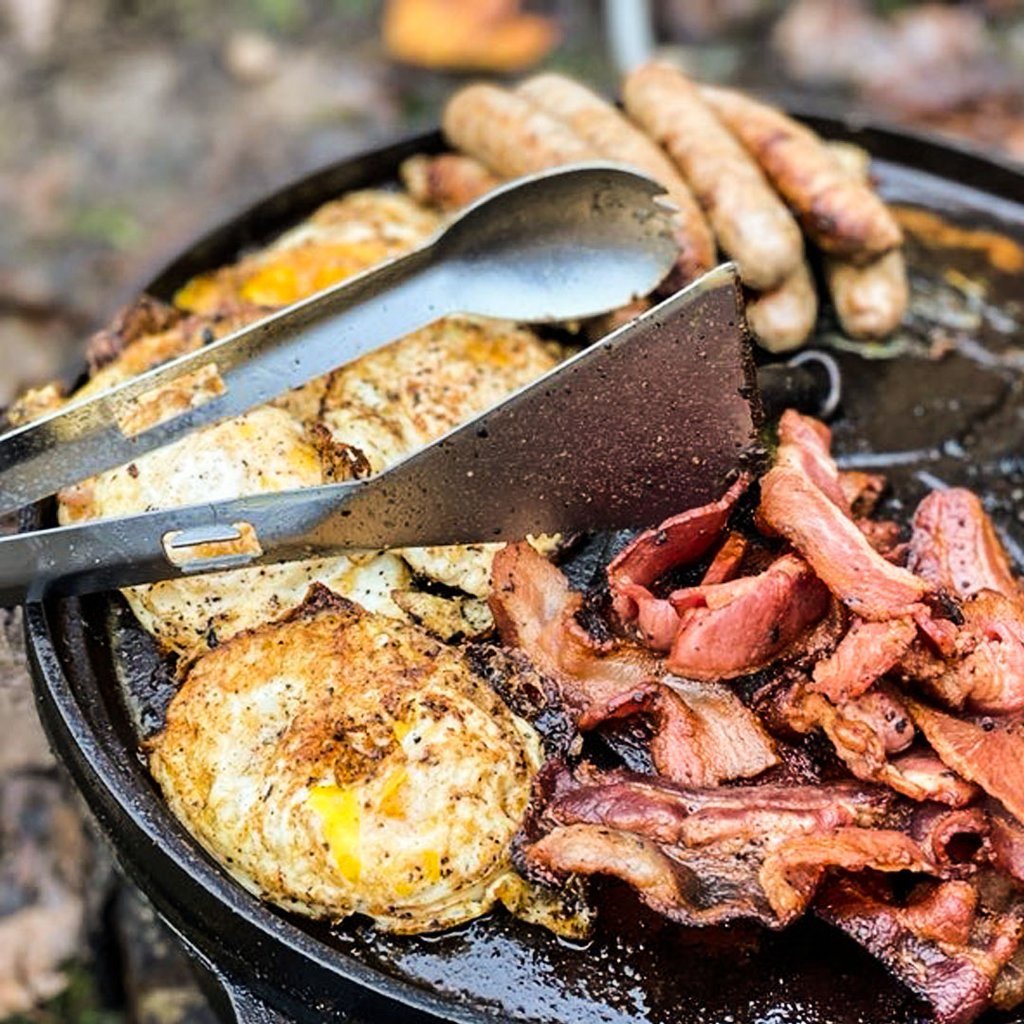 Pinzas para barbacoa de acero desmontables: cuchara y espátula, 25,5 cm