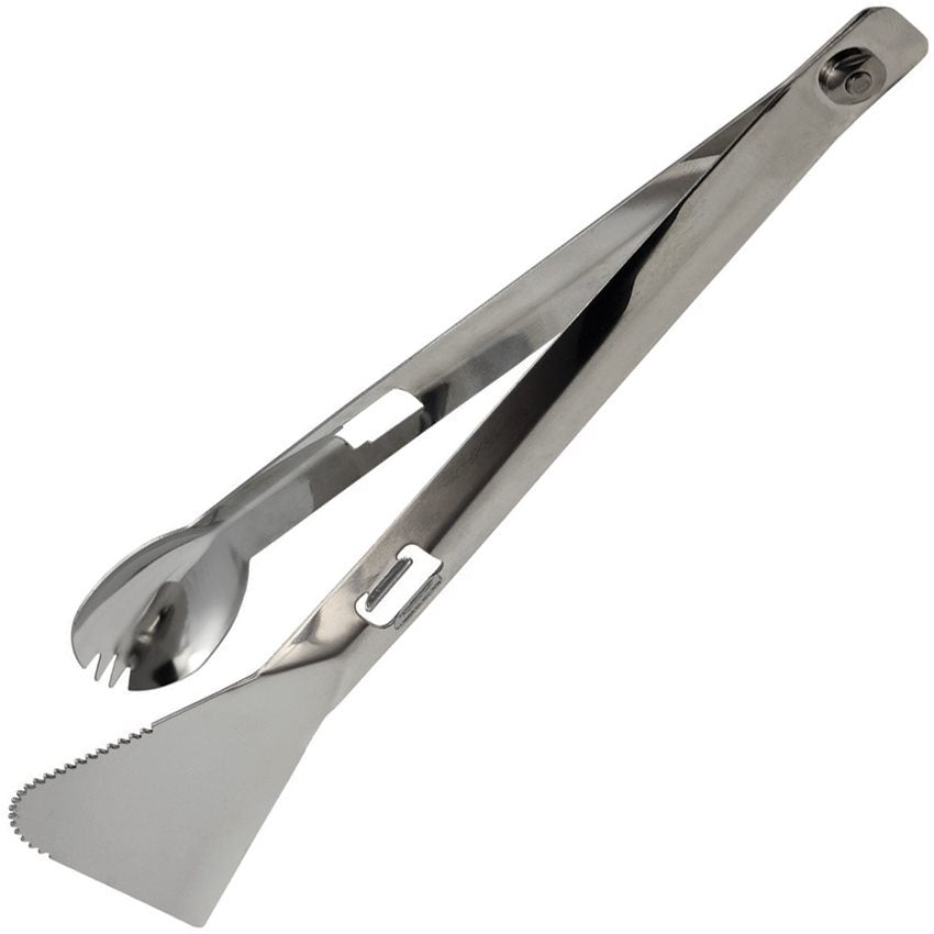 Pinzas para barbacoa de acero desmontables: cuchara y espátula, 25,5 cm