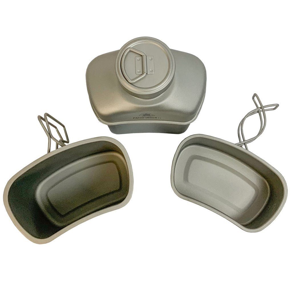 Set de cocina ultraligero PATHFINDER 1100 ml en titanio TA1 con botella, boquilla y cuenco pequeño