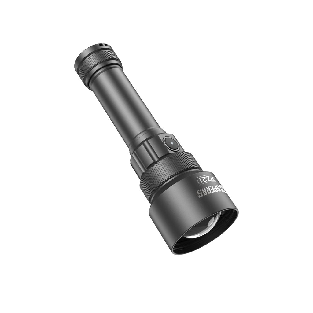 Linterna pz21-sp negra recargable con zoom, 2700 lúmenes y alcance 900 m