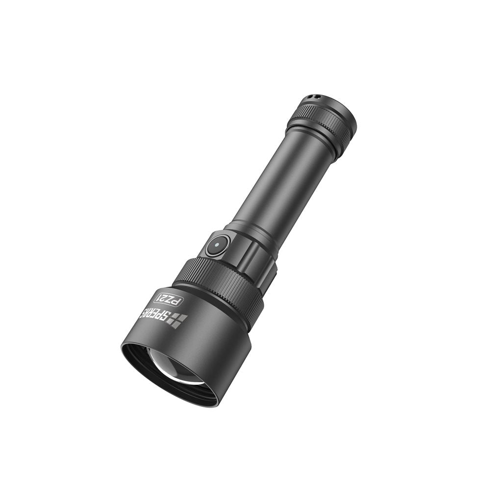 Linterna pz21-sp negra recargable con zoom, 2700 lúmenes y alcance 900 m
