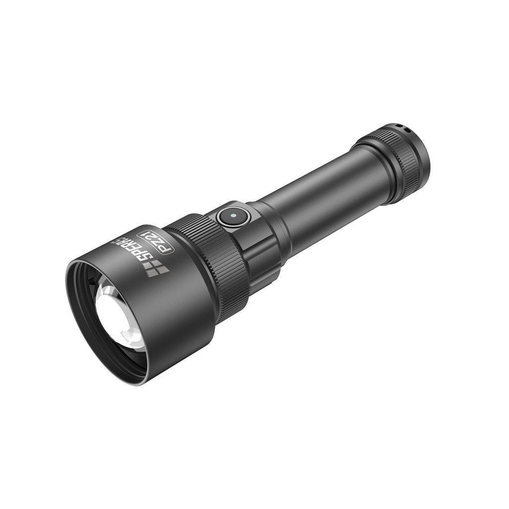 Linterna pz21-sp negra recargable con zoom, 2700 lúmenes y alcance 900 m