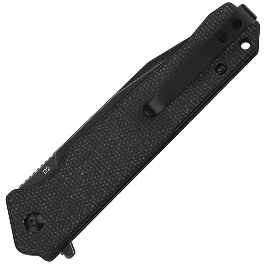 Navaja plegable MAMBA V2 negra con hoja lisa de acero D2
