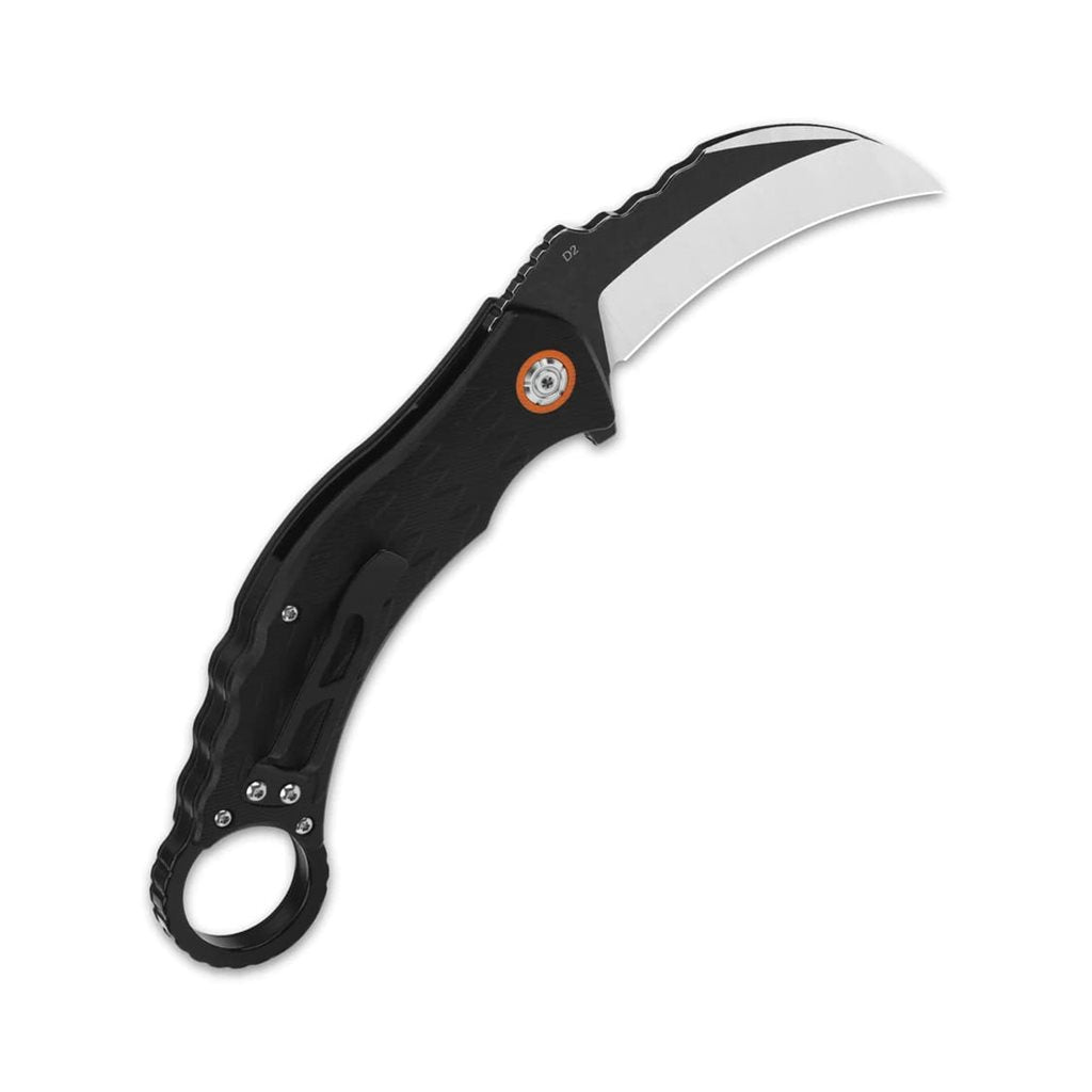 Navaja karambit plegable con hoja curva de acero D2 y mango G10