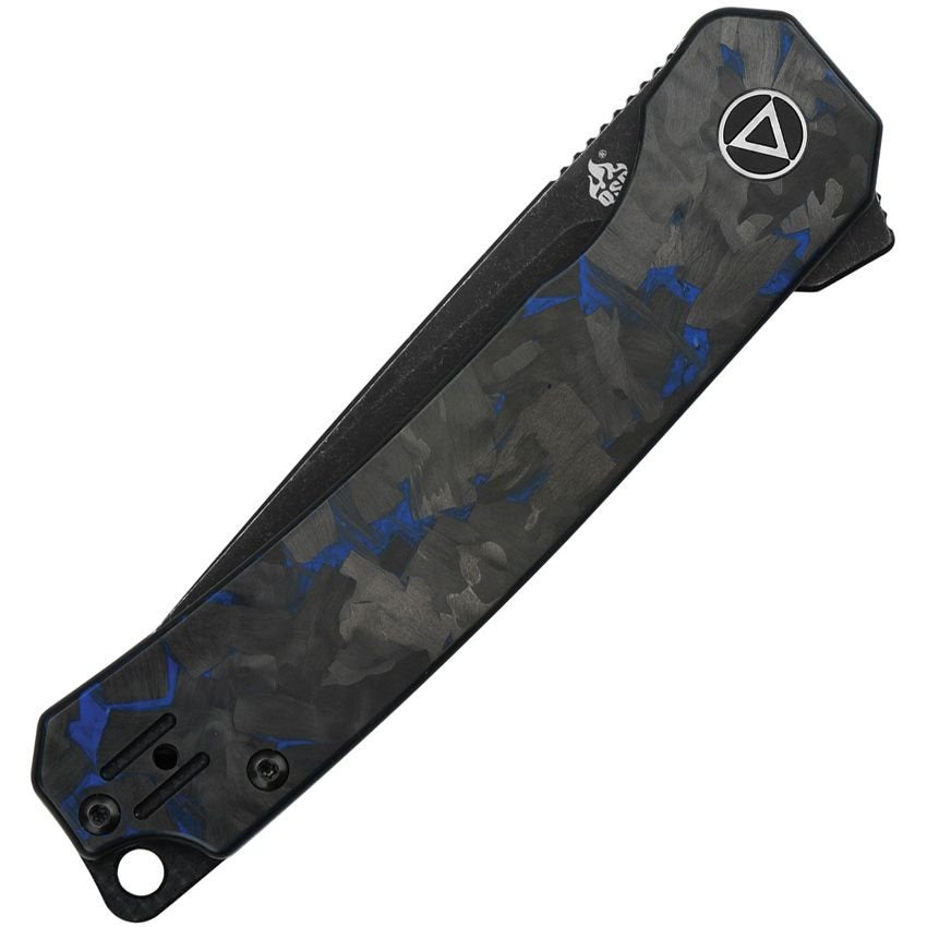 Cuchillo plegable OSPREY con hoja lisa Sandvik 14C28N negro, mango combinado G10 y fibra de carbono, cierre LinerLock