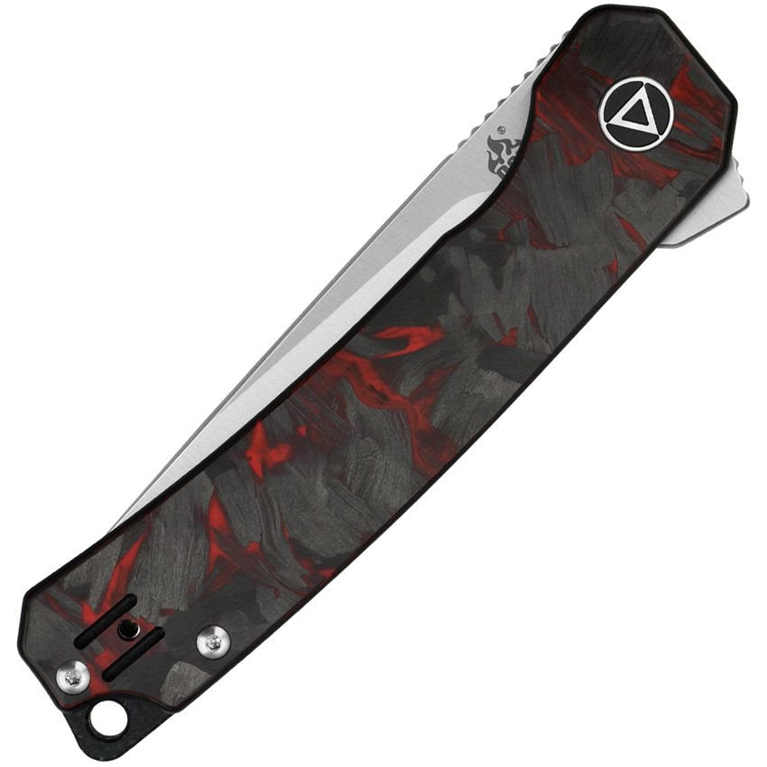 Navaja plegable OSPREY negra y roja con hoja lisa y mango G10/fibra de carbono
