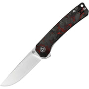 Navaja plegable OSPREY negra y roja con hoja lisa y mango G10/fibra de carbono