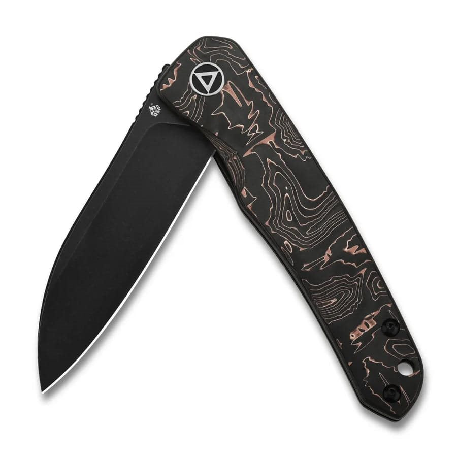 Navaja plegable OTTER negra con hoja lisa S35VN y mango Copper Foil/CF