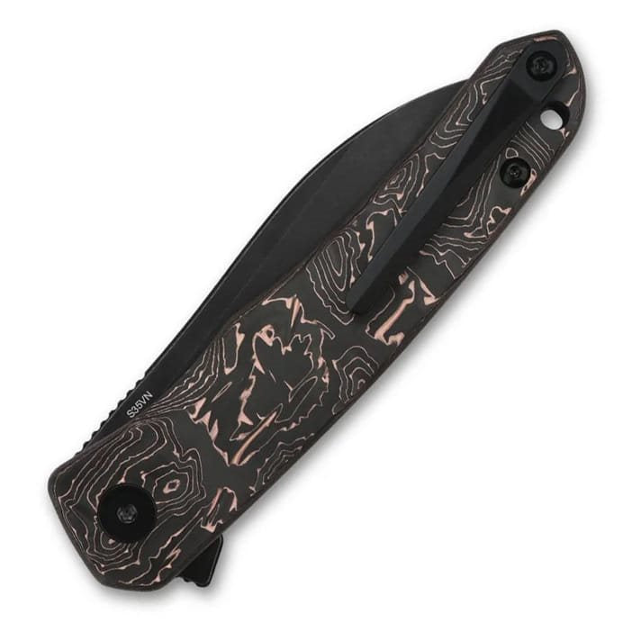 Navaja plegable OTTER negra con hoja lisa S35VN y mango Copper Foil/CF
