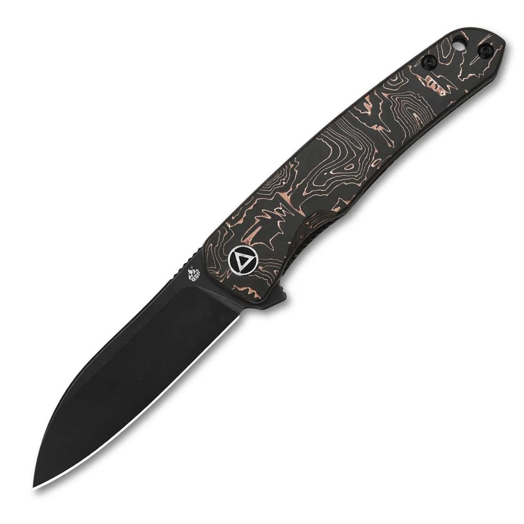 Navaja plegable OTTER negra con hoja lisa S35VN y mango Copper Foil/CF