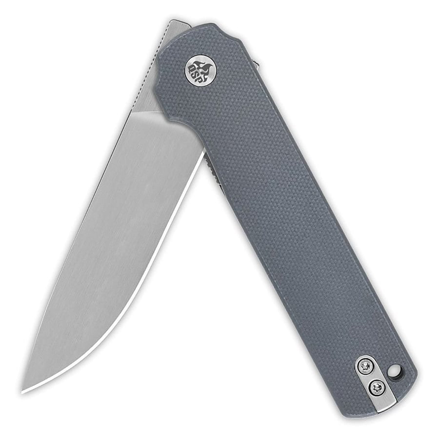 Navaja plegable LARK gris con hoja lisa de acero escandinavo y cachas G10
