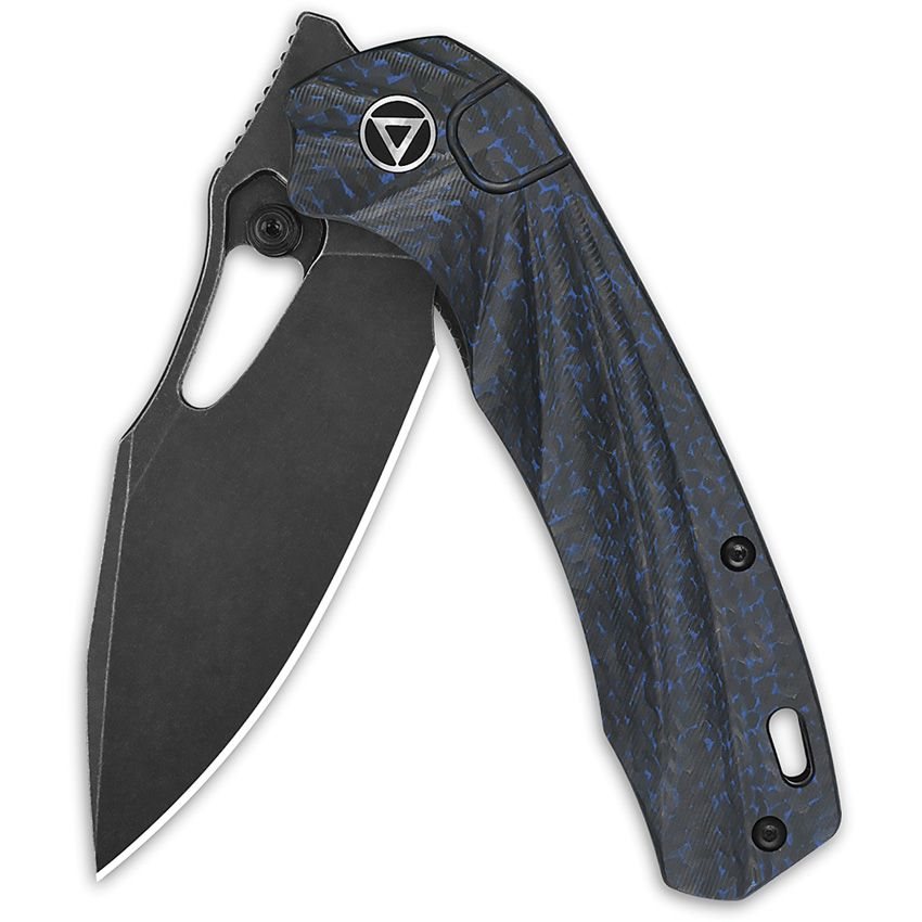 Cuchillo plegable HORNBILL azul con hoja lisa S35VN y empuñadura de fibra de carbono