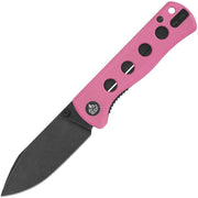 Navaja plegable CANARY rosa con hoja Sandvik 14C28N pavonada y mango G10 antideslizante