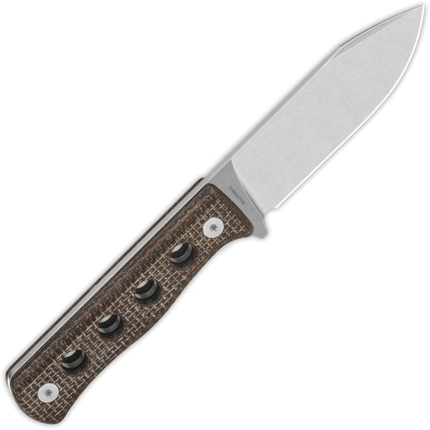 Cuchillo CANARY de hoja fija marrón con empuñadura Micarta y funda kydex negra
