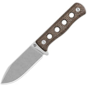Cuchillo CANARY de hoja fija marrón con empuñadura Micarta y funda kydex negra