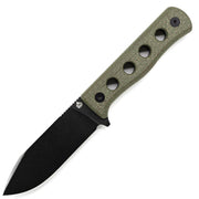 Cuchillo CANARY verde hoja fija acero Cr8Mo2VSi, cachas Micarta y funda kydex negra