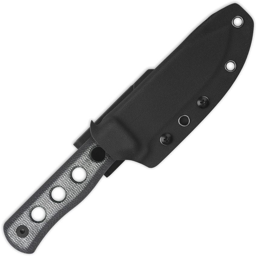 Cuchillo CANARY hoja fija negro con empuñadura Micarta y funda Kydex