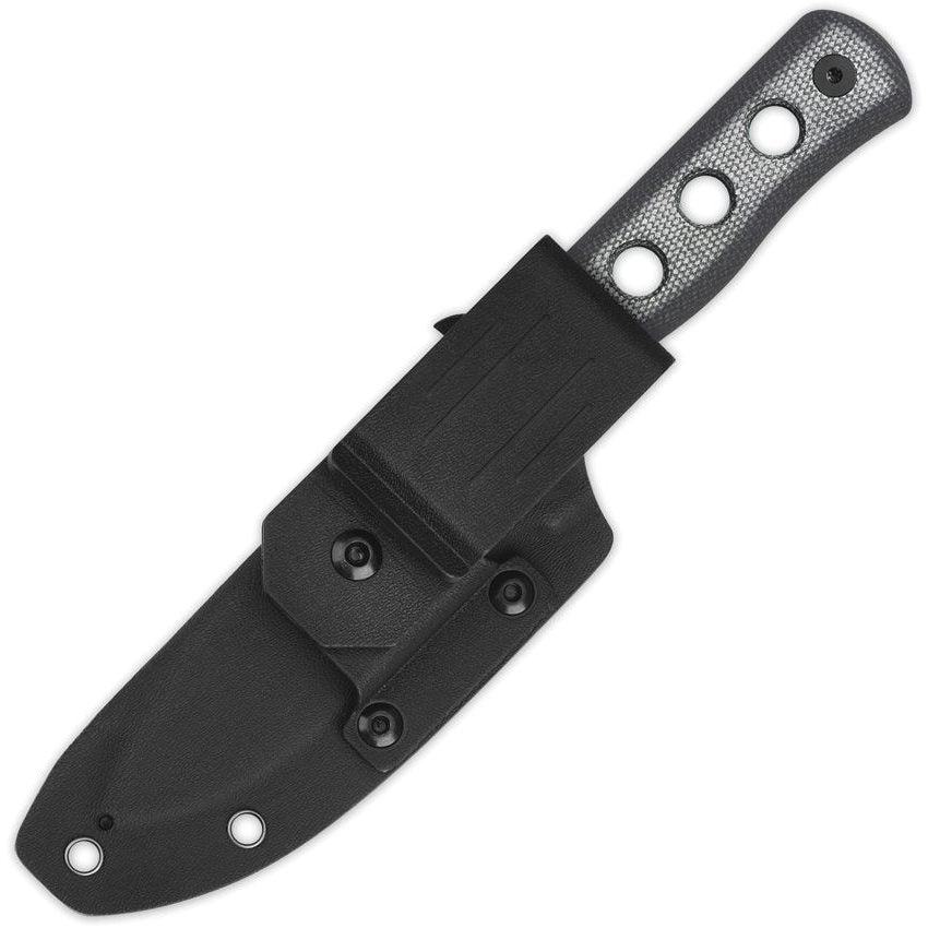 Cuchillo CANARY hoja fija negro con empuñadura Micarta y funda Kydex