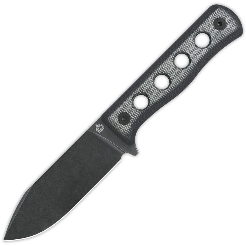 Cuchillo CANARY hoja fija negro con empuñadura Micarta y funda Kydex