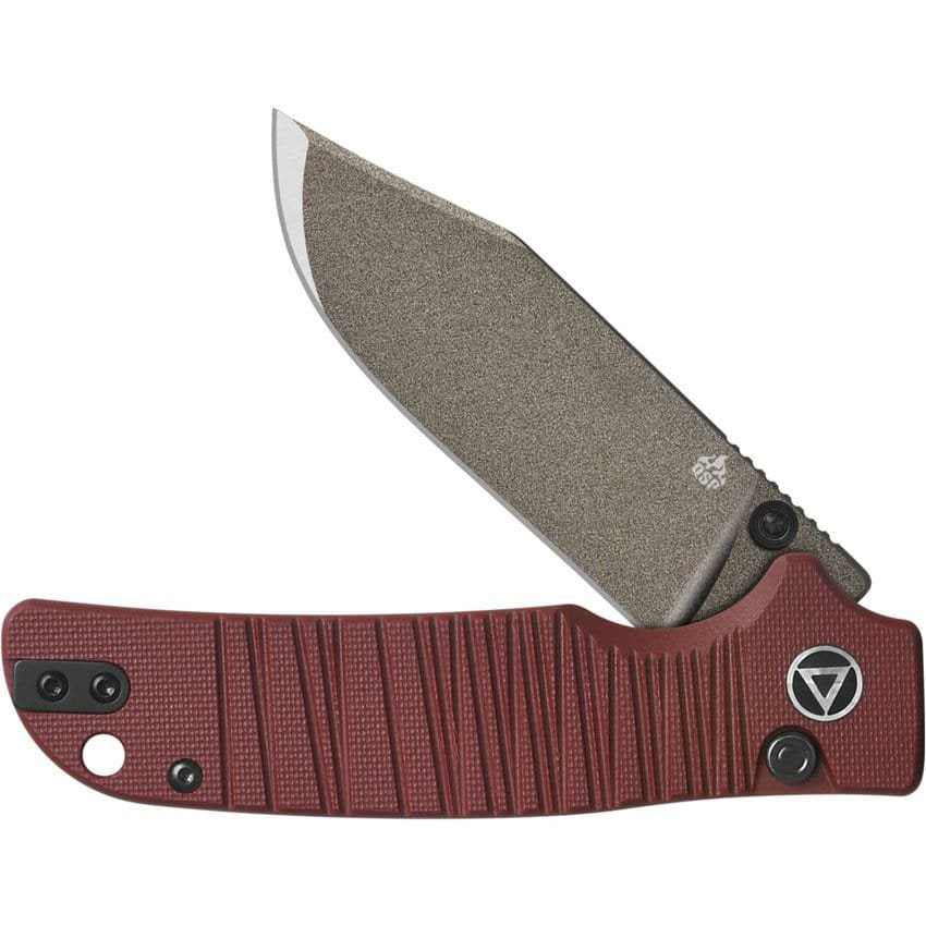 Navaja plegable KALI Champagne roja con filo liso y hoja de acero Sandvik 14C28N