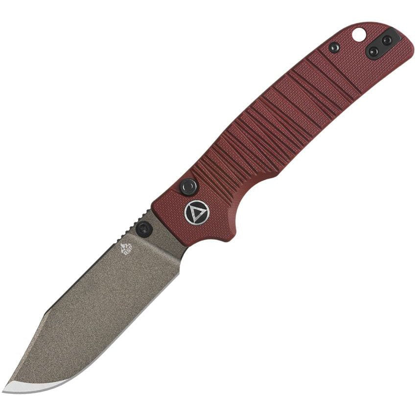 Navaja plegable KALI Champagne roja con filo liso y hoja de acero Sandvik 14C28N