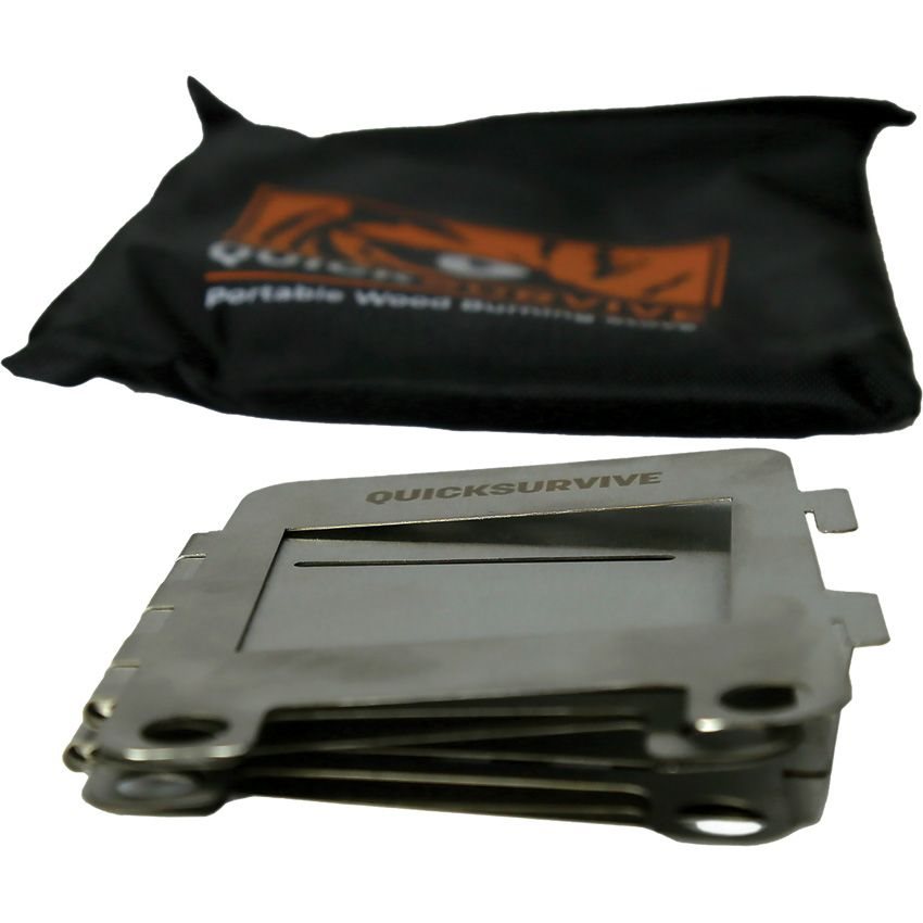 Mini hornillo plegable QUICK SURVIVE en acero inoxidable con funda