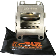 Mini hornillo plegable QUICK SURVIVE en acero inoxidable con funda