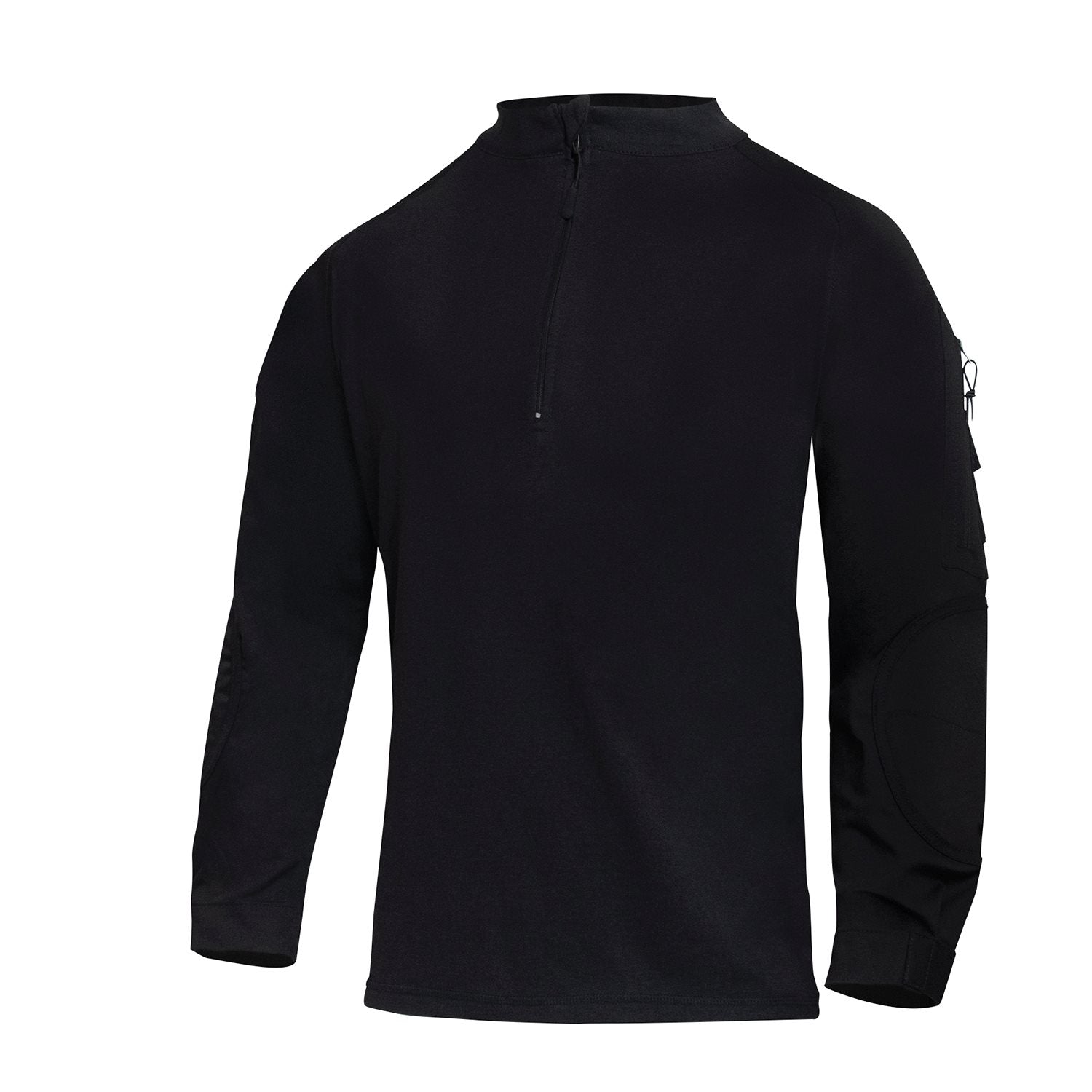 Camisa táctica Rothco Airsoft Combat negra con cremallera, manga larga y refuerzos en codos