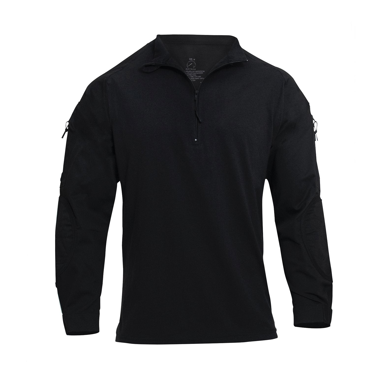 Camisa táctica Rothco Airsoft Combat negra con cremallera, manga larga y refuerzos en codos