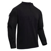 Camisa táctica Rothco Airsoft Combat negra con cremallera, manga larga y refuerzos en codos